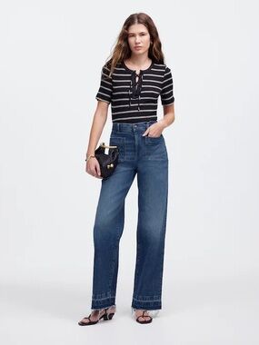 Madewell Emmett Wide-Leg Jean: Let Down Hem In Archbald Wash Comfort Stretch